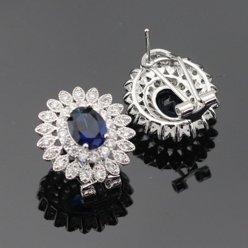 Dark Blue Cubic Silver Jewelry Sets