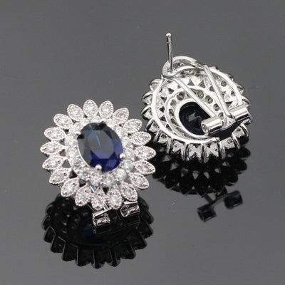 Dark Blue Cubic Silver Jewelry Sets