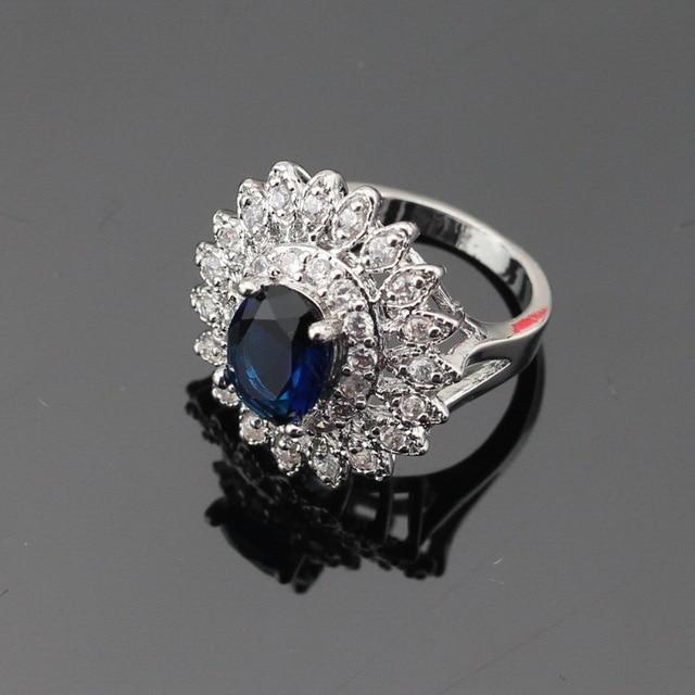 Dark Blue Cubic Silver Jewelry Sets
